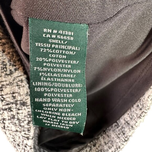 Lauren Ralph Lauren Black White Tweed V-Neck Ruffle Sleeve Dress Size 4 - Picture 8 of 8